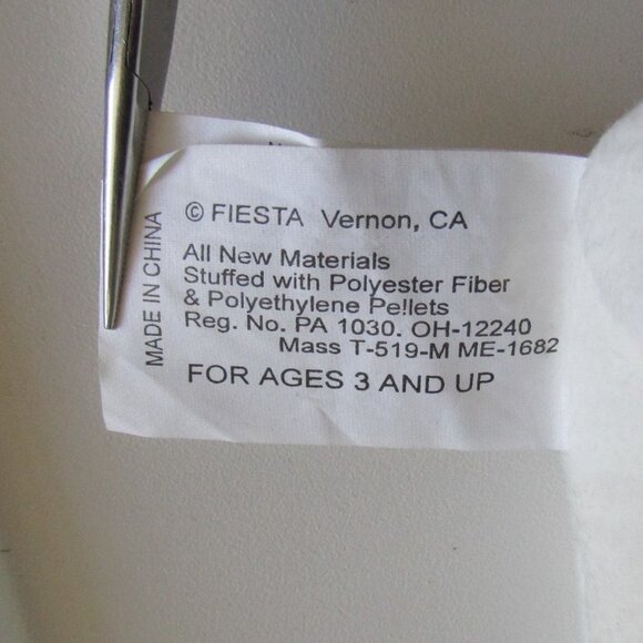 WHITE 6" long POLAR BEAR w Red Heart Satin Ribbon FIESTA beans Stuffed Animals - Picture 9 of 13